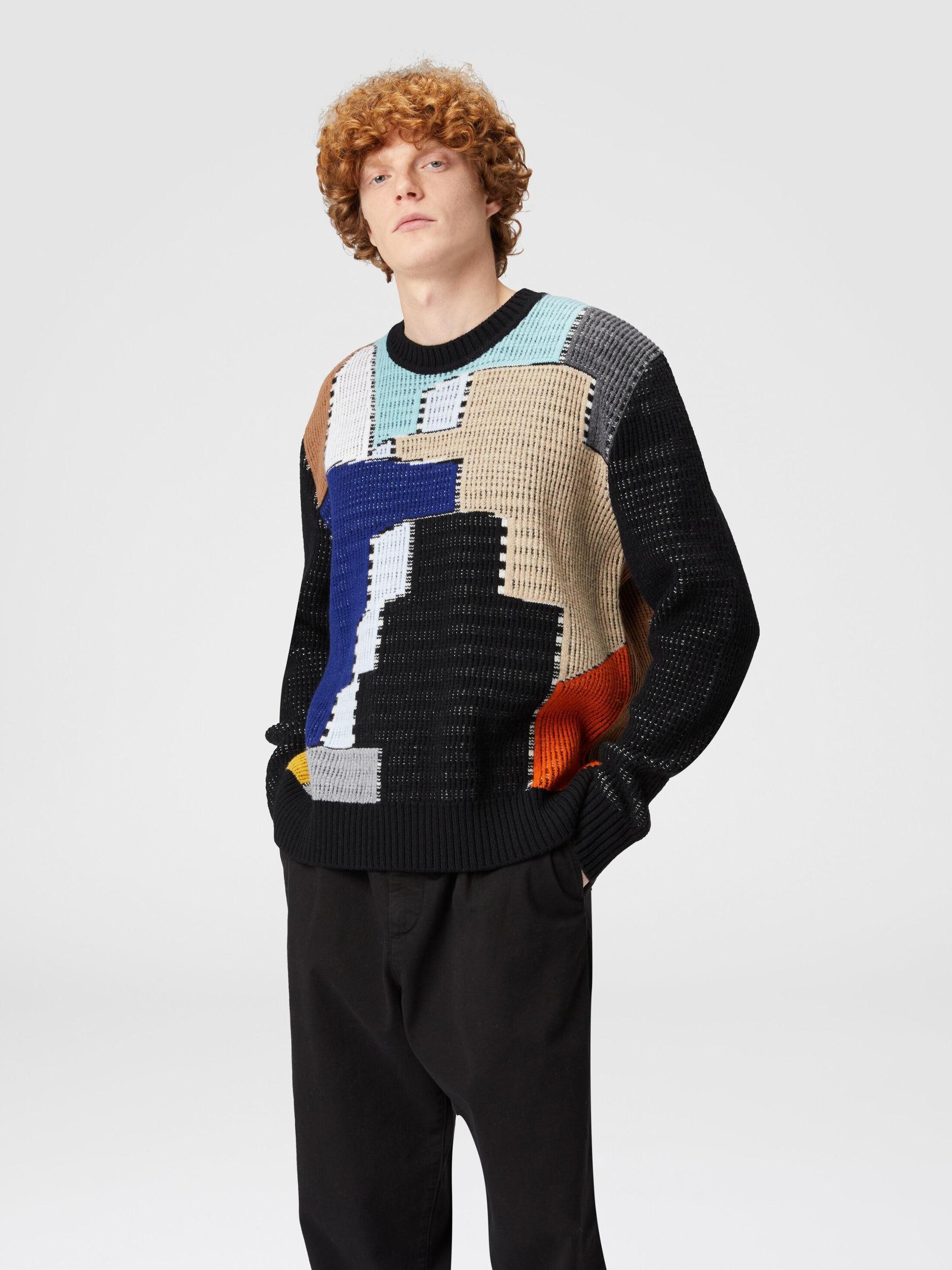 Wool crewneck pullover with inlay Product Image