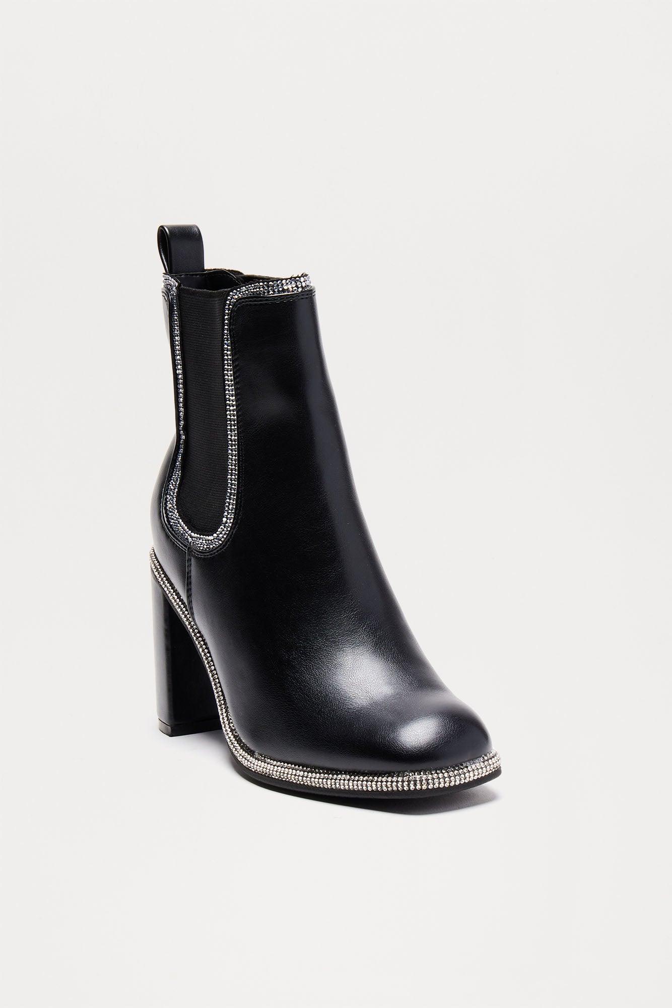 Sonora Rhinestone Booties - Black Product Image