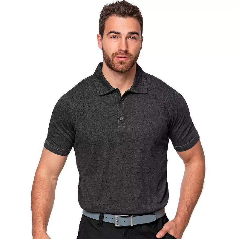 Men's Antigua Peak Polo, Size: Large, Grey Black Product Image