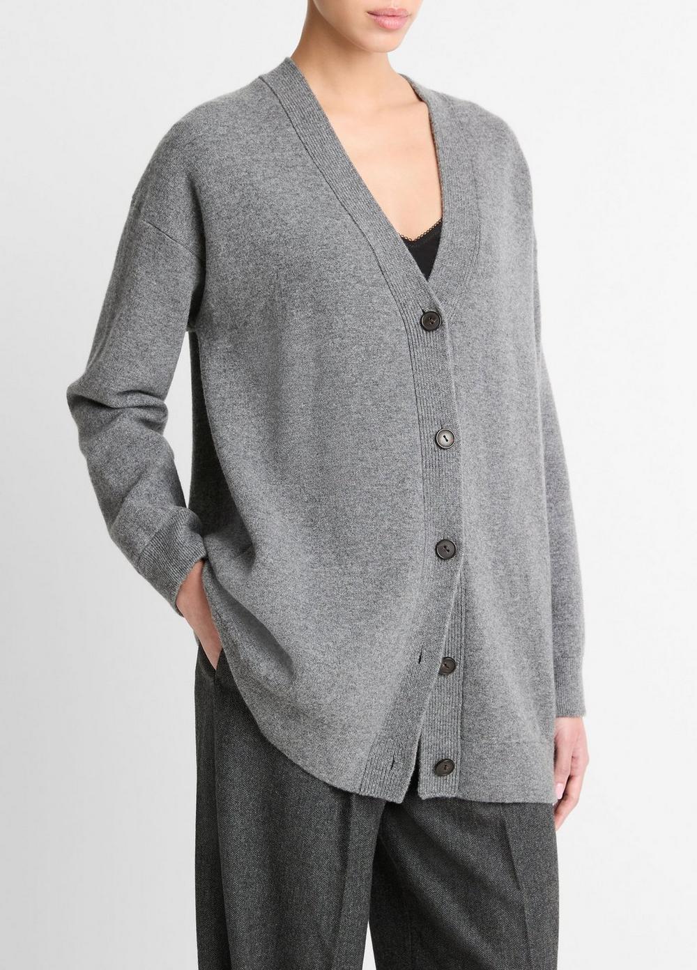 Womens Double-Knit Wool-Blend Oversized Cardigan, Black, Size S Vince Product Image