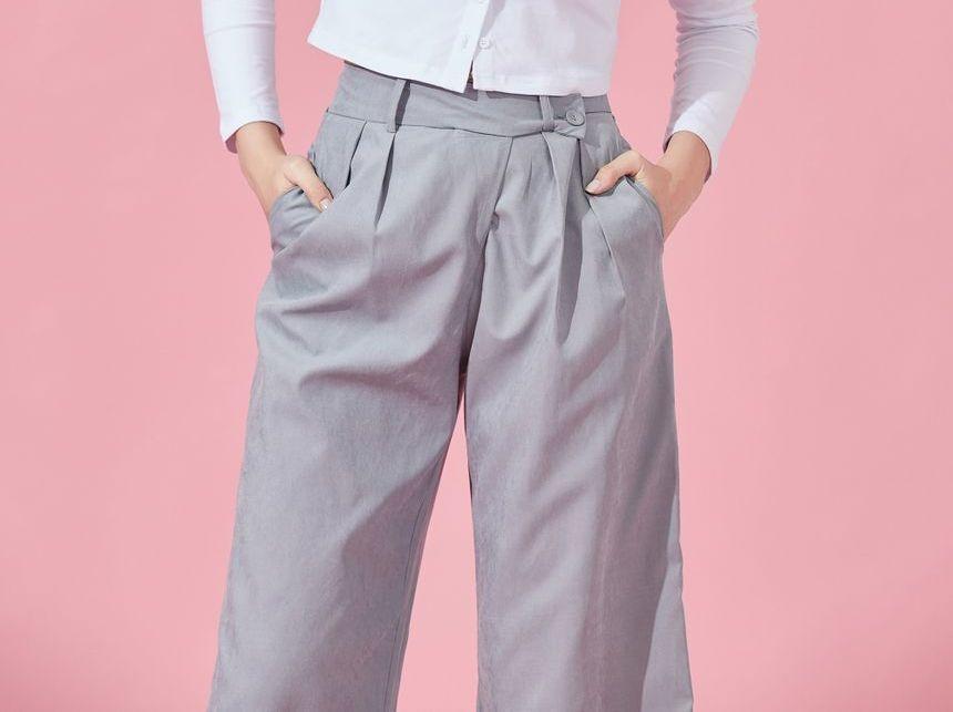 High-Waist Wide-Leg Dress Pants Product Image
