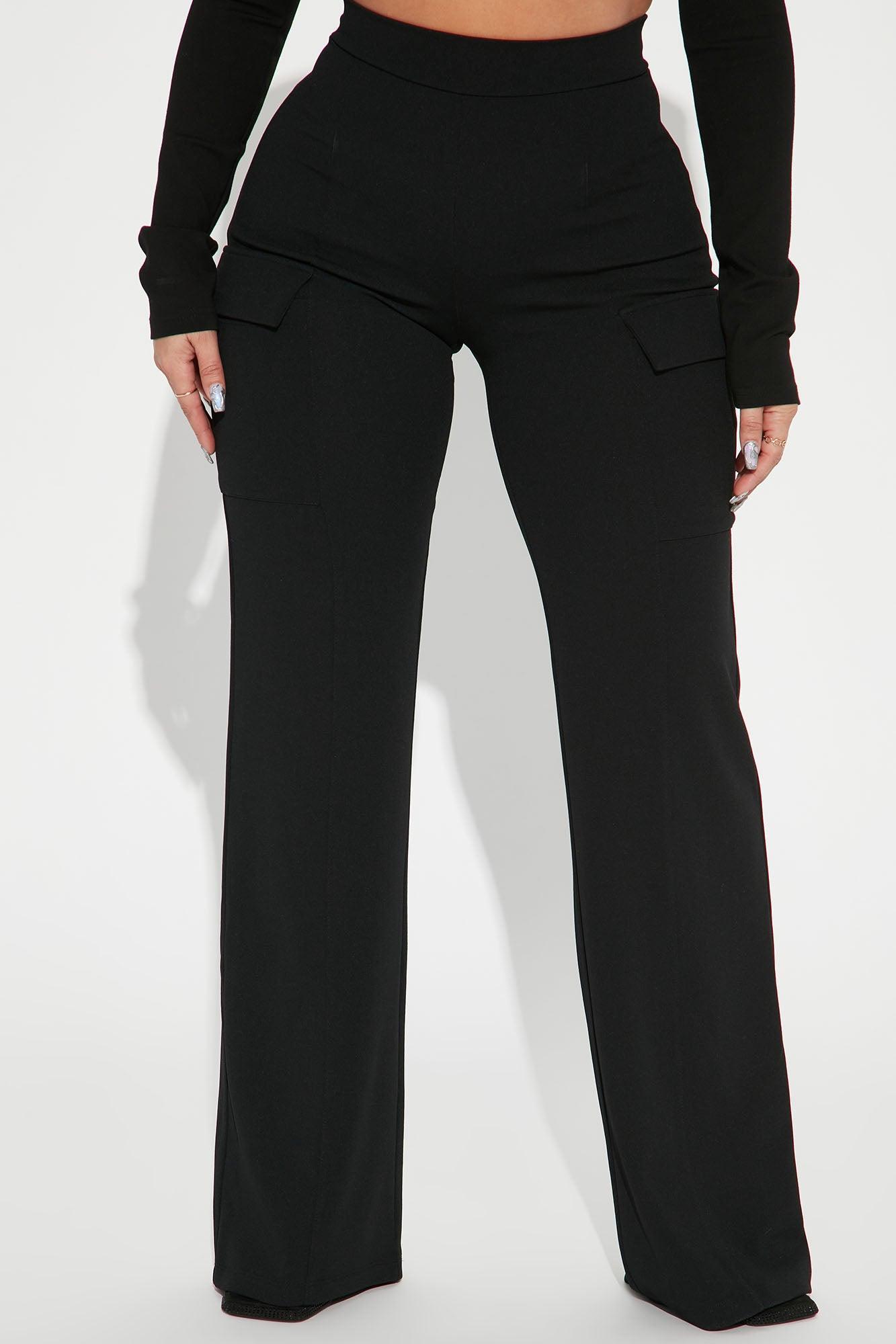 Victoria High Waisted Cargo Dress Pants - Black Product Image