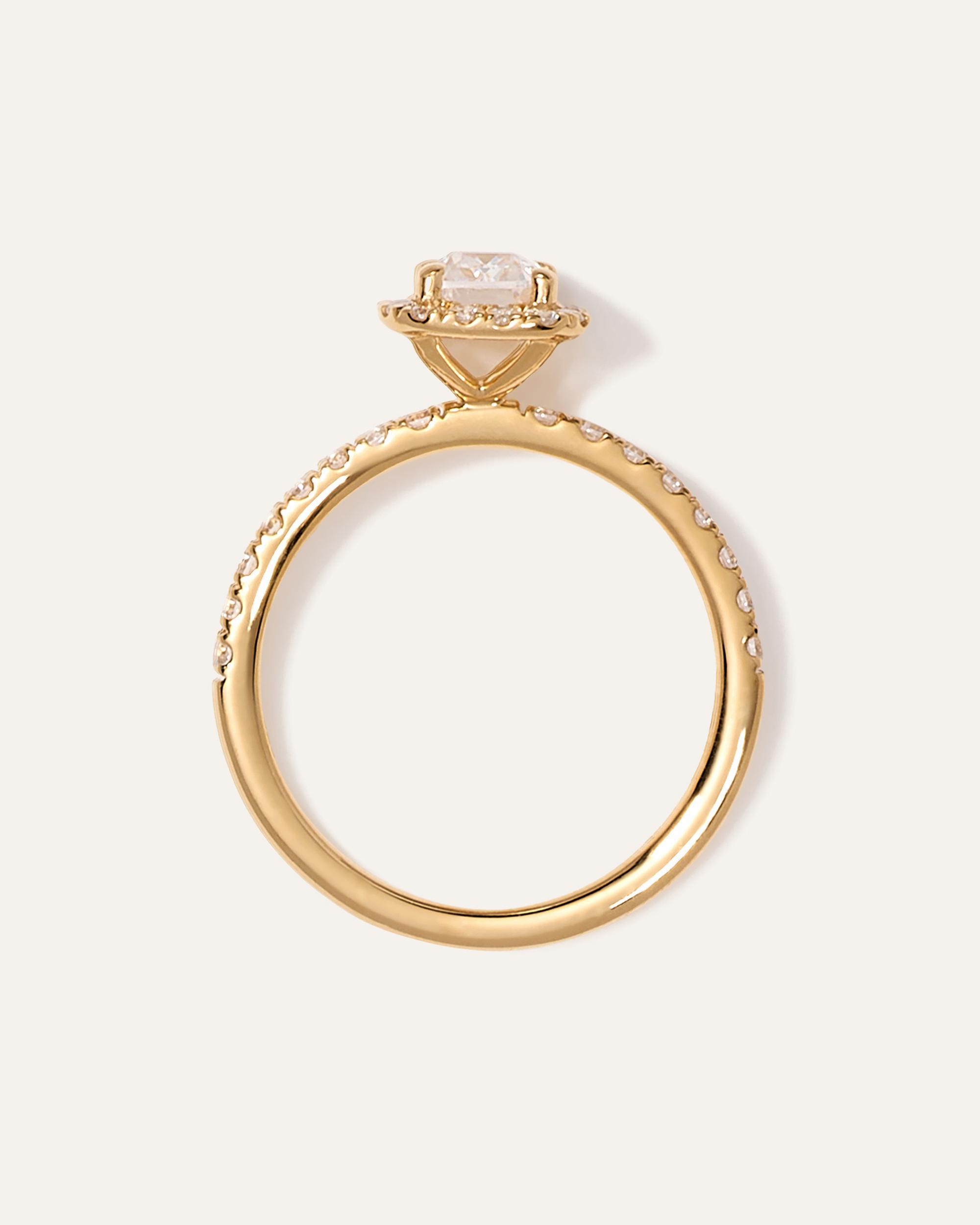 Quince | Women's Lab Grown Diamond Emerald Halo Pave Engagement Ring Product Image