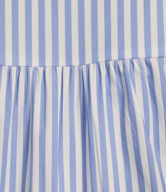 SAIL to SABLE Woven Stripe Split V-Neck Bracelet Sleeve Tiered Dress Product Image