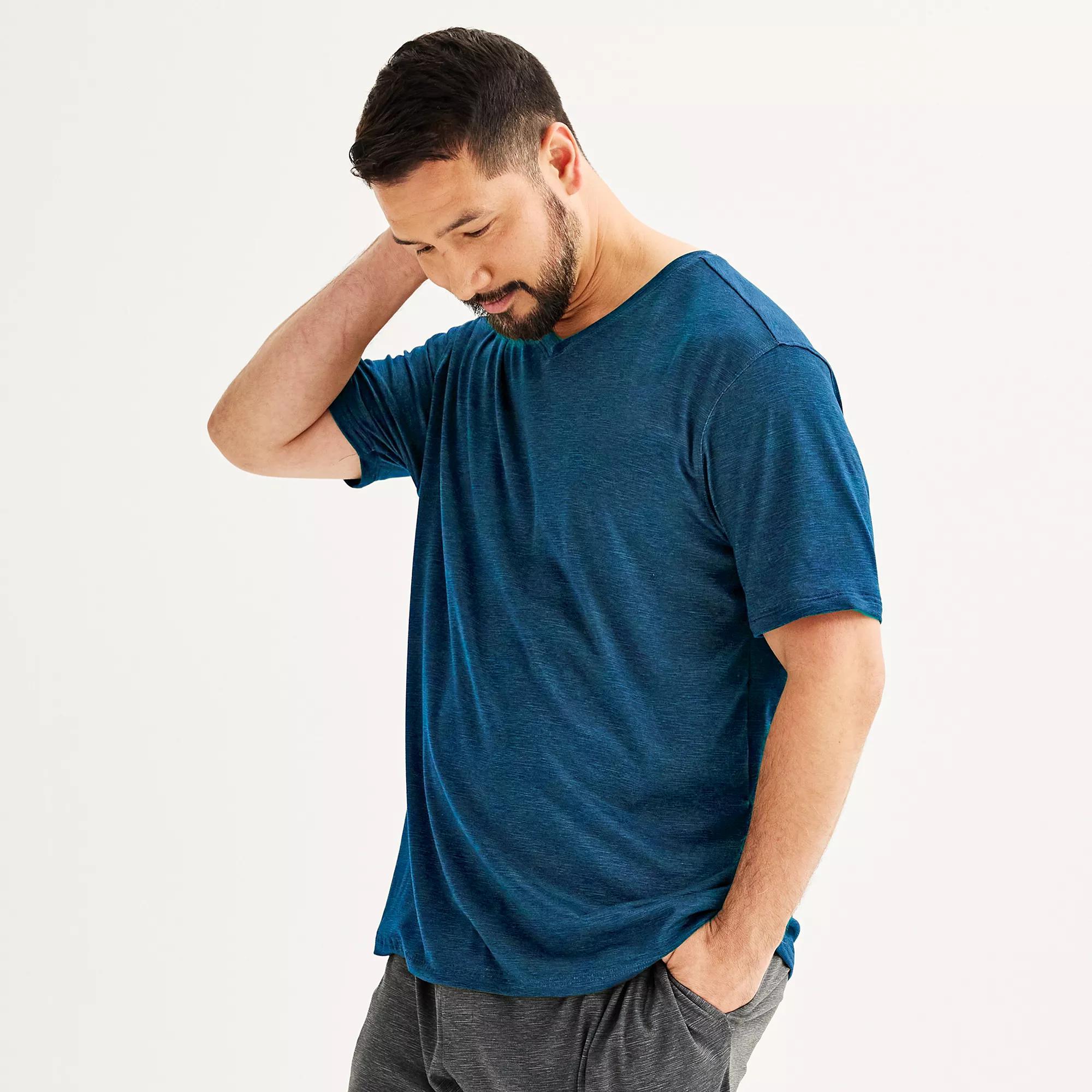 Big & Tall Sonoma Goods For Life® Supersoft V-Neck Pajama Shirt, Men's, Size: 2XB, Medium Gray Space Dye Product Image