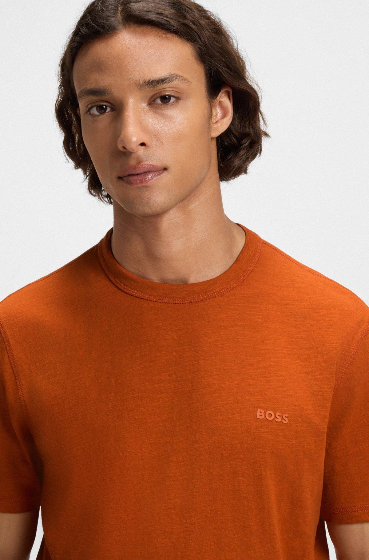 BOSS - Regular-fit T-shirt in cotton with mouline logo - Light Orange Product Image