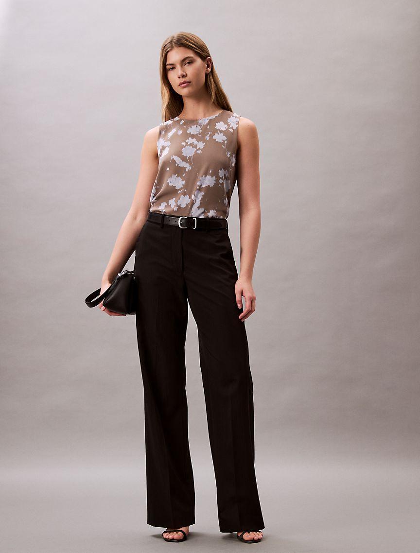 Printed Chiffon Sleeveless Shell Top Product Image