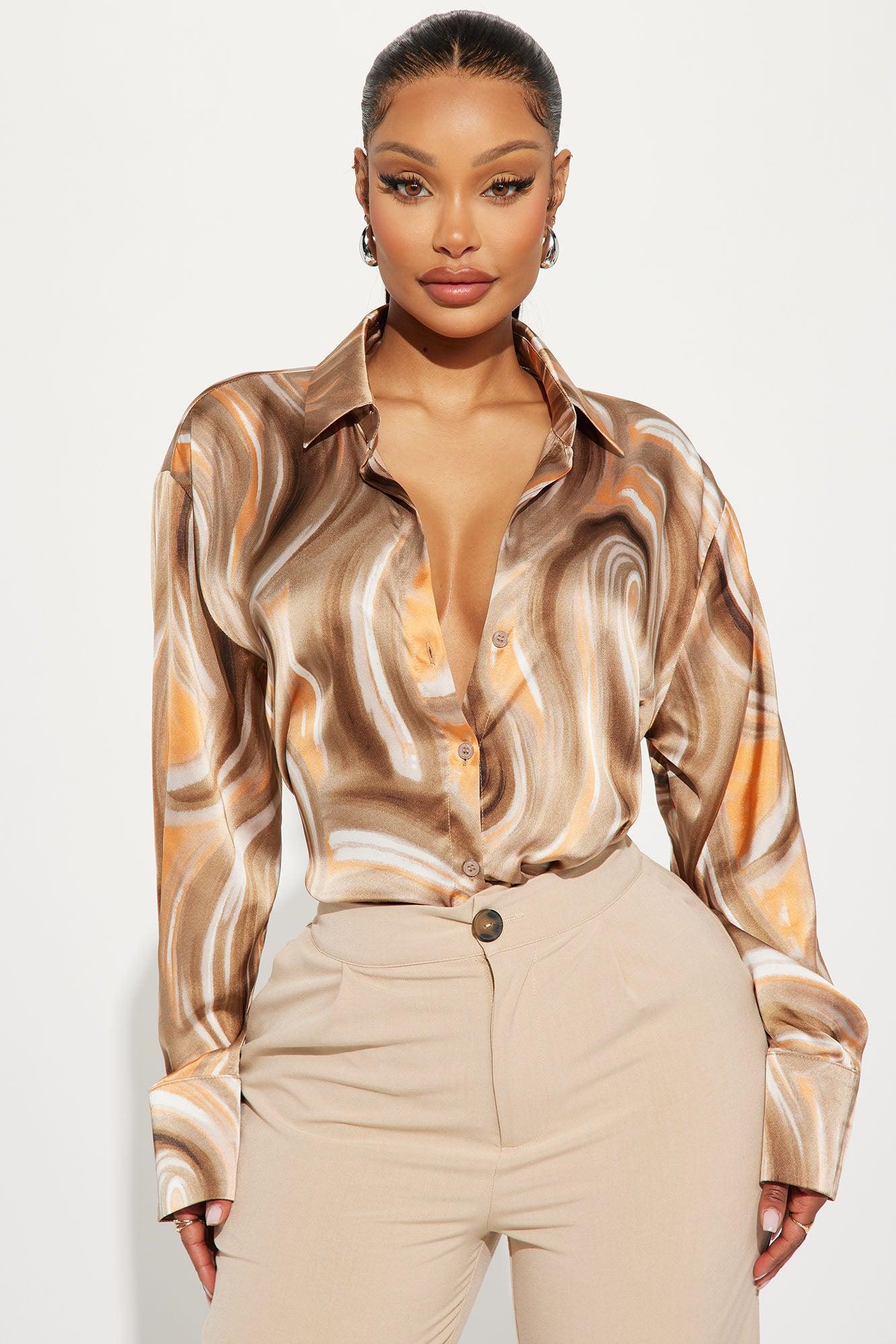 Sycamore Satin Shirt - Brown/combo Product Image