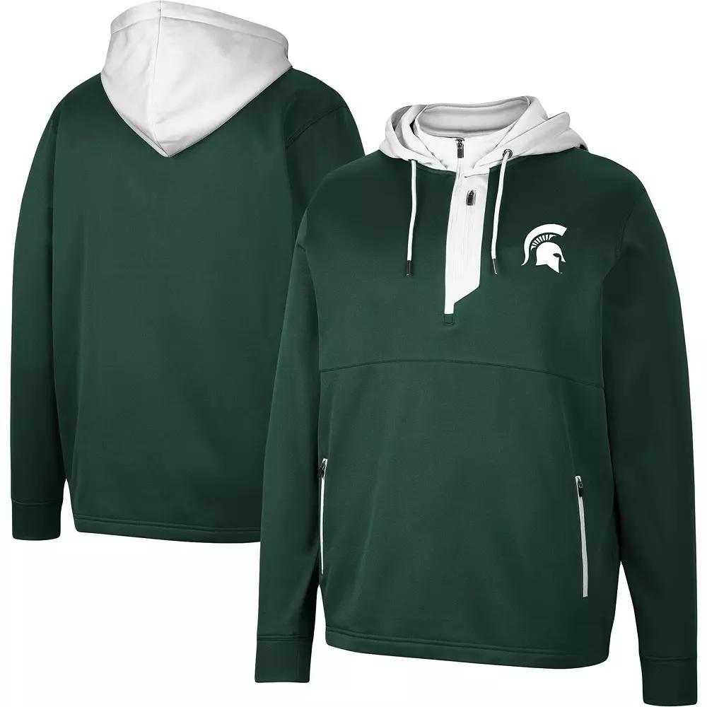Men's Colosseum Green Michigan State Spartans Luge 3.0 Quarter-Zip Hoodie, Size: Small Product Image