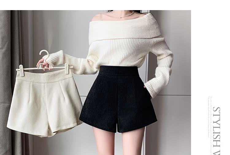 High Waist Plain Wide Leg Shorts Product Image
