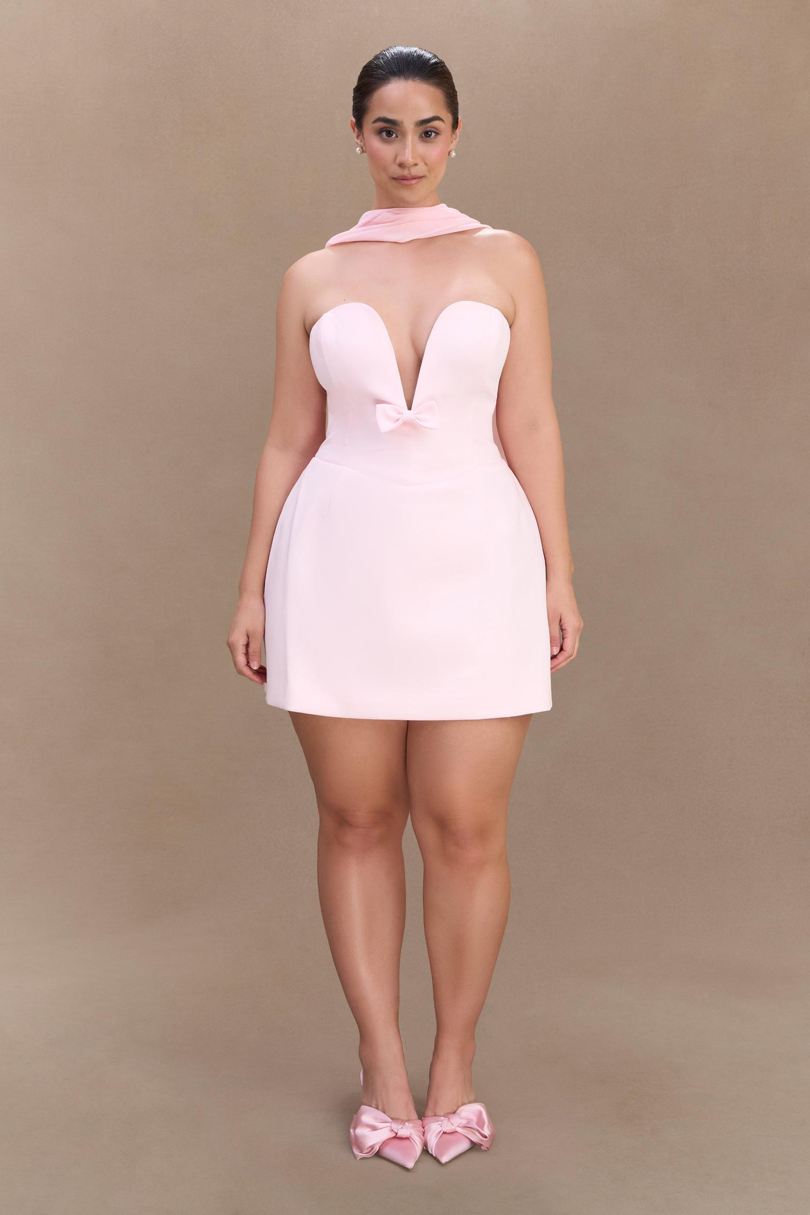 Orellia Strapless Suiting Mini Dress - Soft Pink Product Image