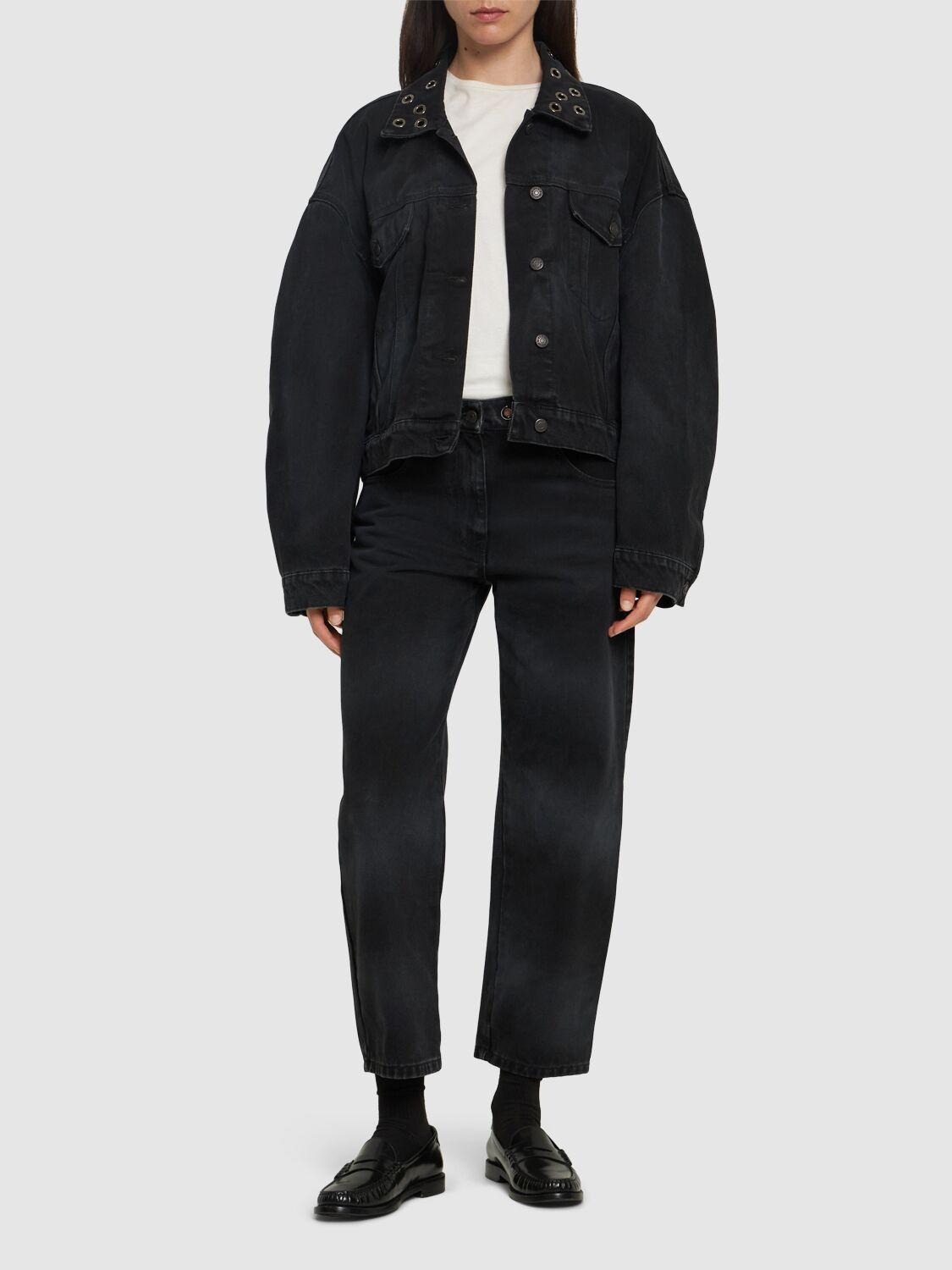MSGM Embellished Denim Jacket In Black Product Image