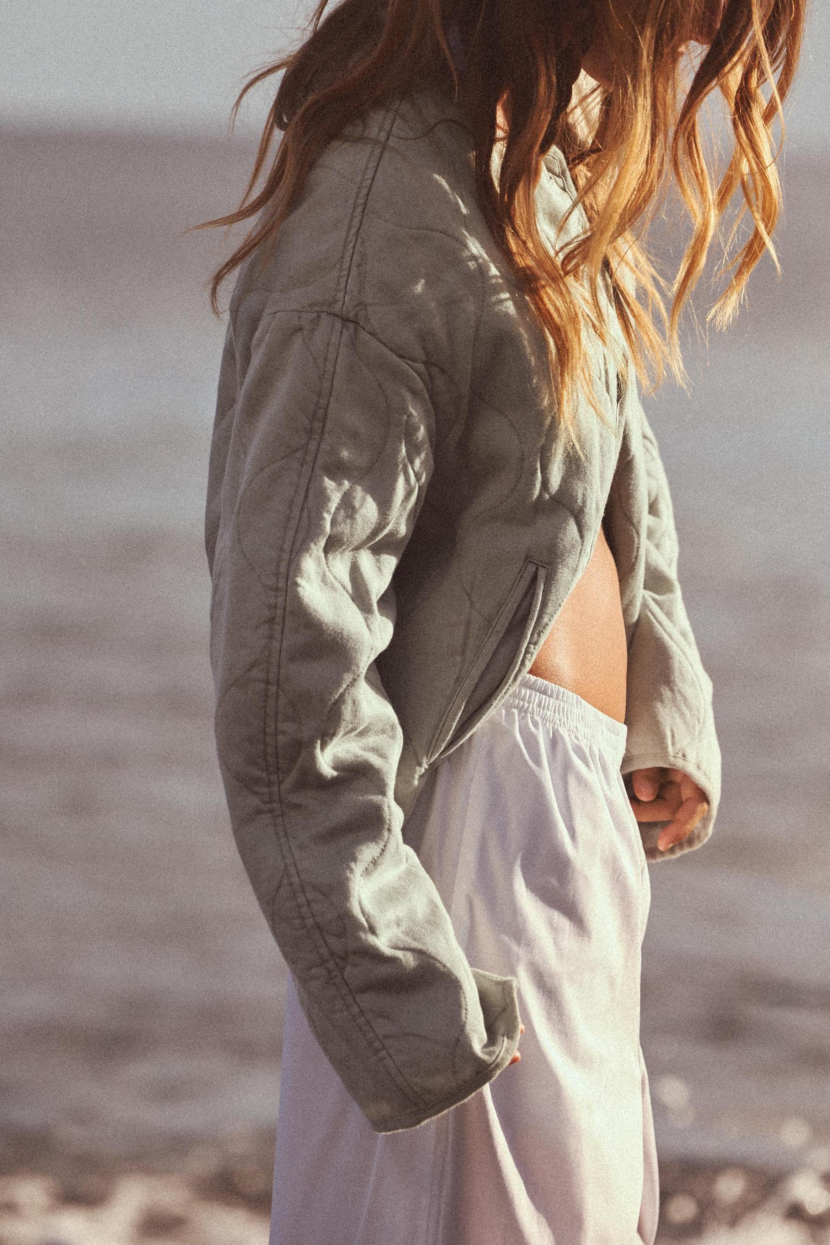 WASHED-EFFECT QUILTED JACKET Product Image
