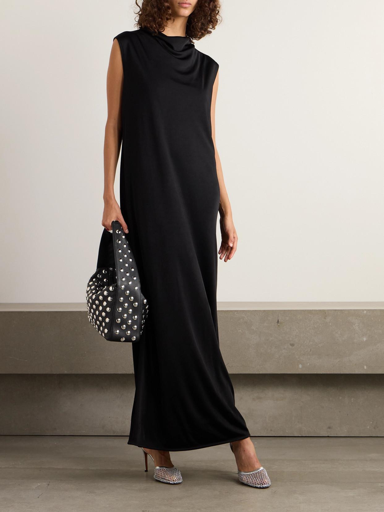 JIL SANDER Draped Satin-jersey Maxi Dress In Black Product Image