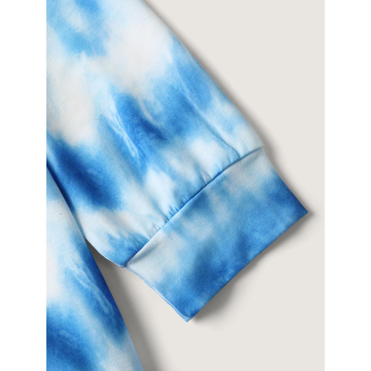 Plus Size Tie-Dye One-Shoulder Sweatshirt Women Mediumblue Asymmetrical Neck Everyday-Casual Sweatshirts BloomChic 22-24/3X Product Image