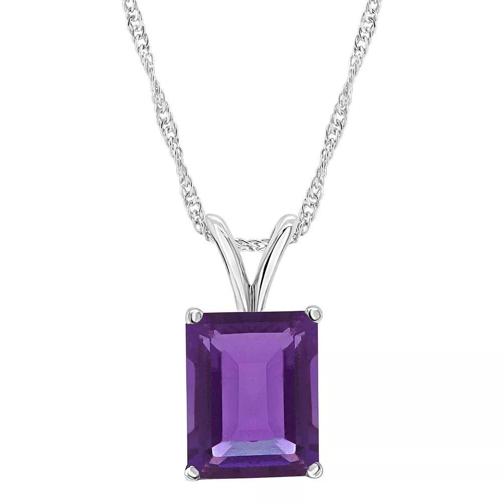 Alyson Layne 14k Gold Emerald Cut Amethyst Pendant Necklace, Women's, Size: 18" Product Image