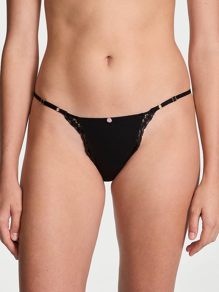 Lace-Trim Adjustable String Bikini Panty Product Image