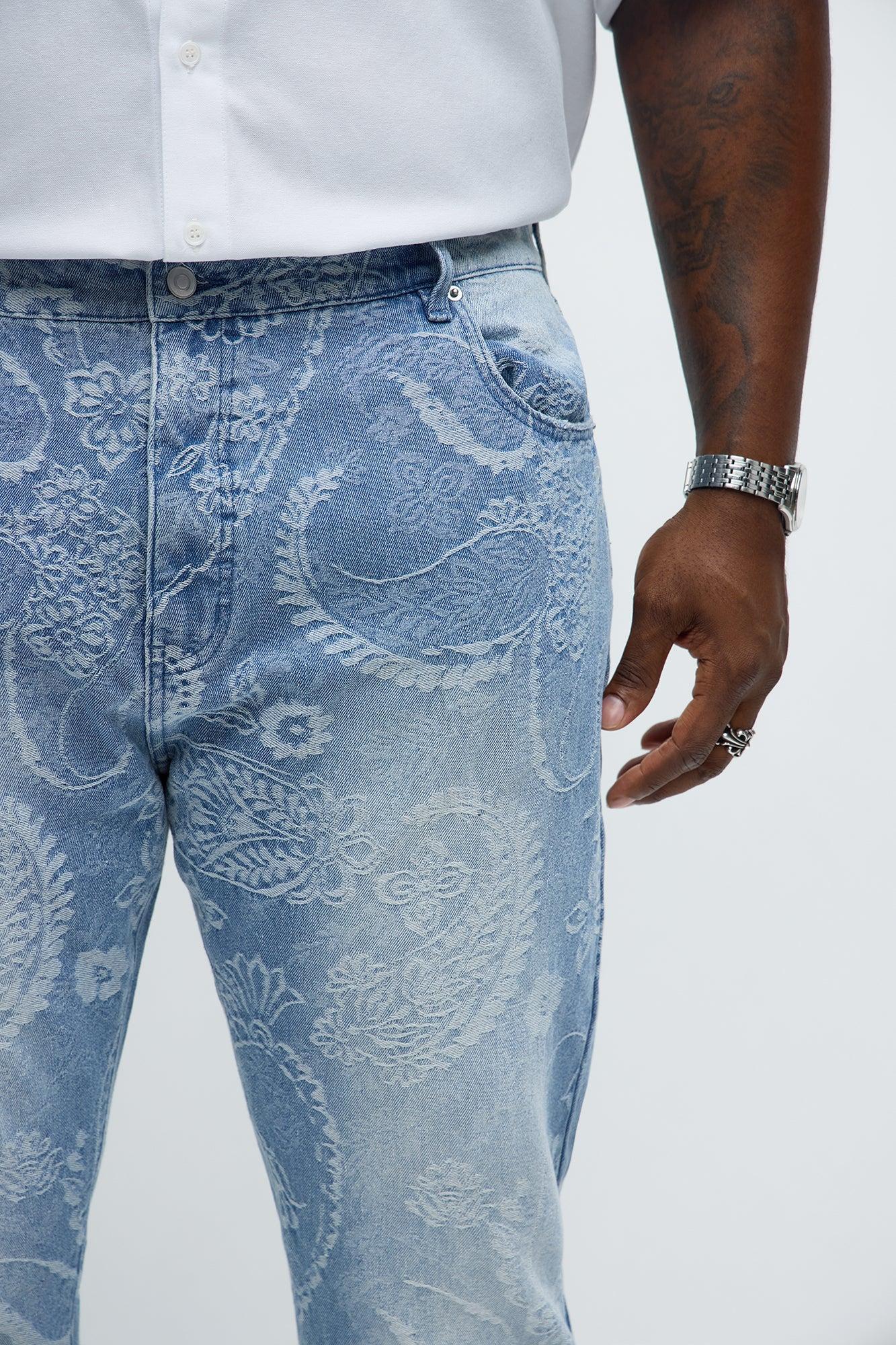 Stacked Slim Flare Come And Get It Paisley Jeans - Medium Wash Product Image