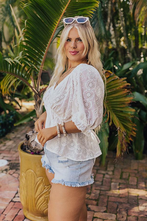 The Next Chapter Eyelet Top In White Curves Product Image