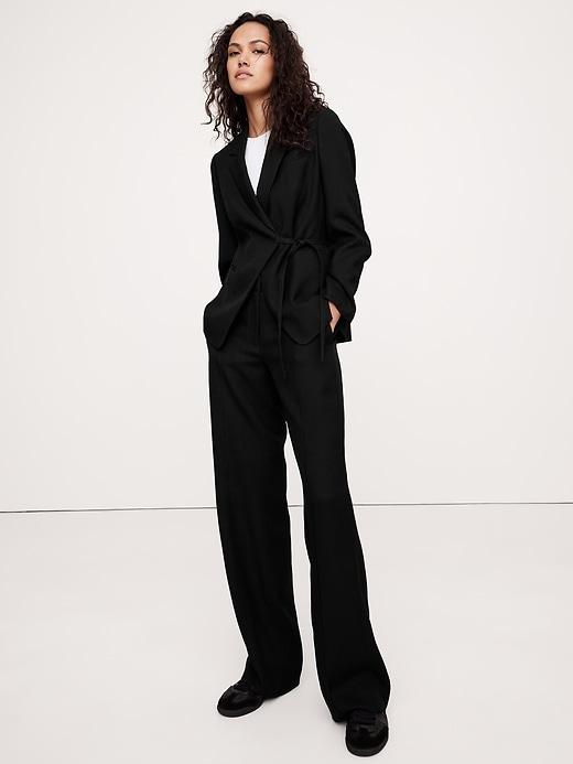 Drapey Twill Wrap Blazer Product Image