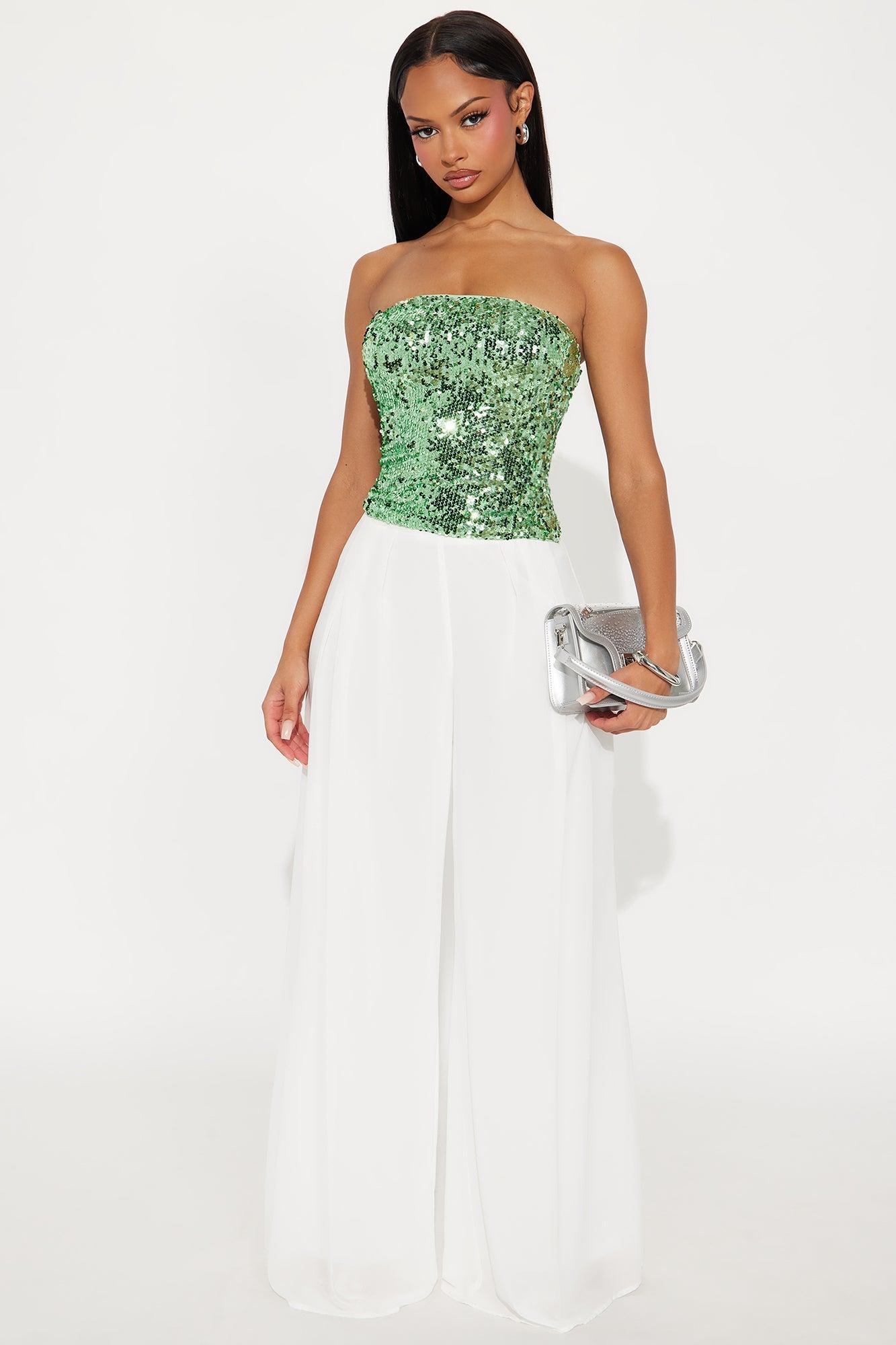 After Dark Sequin Tube Top - Green Product Image
