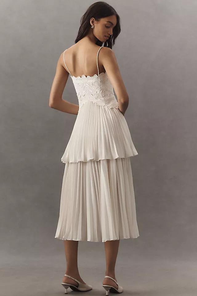 AMUR Esme Laser-Cut Floral Tiered Midi Dress Product Image