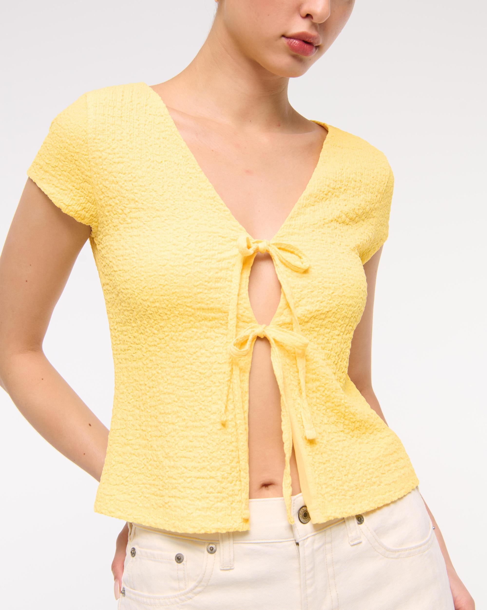 Bubble Knit Tie-Front Top Product Image