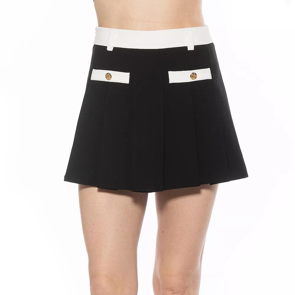 Women's ALEXIA ADMOR Lainey Pleated Skirt, Size: 14, Black White Gingham Product Image