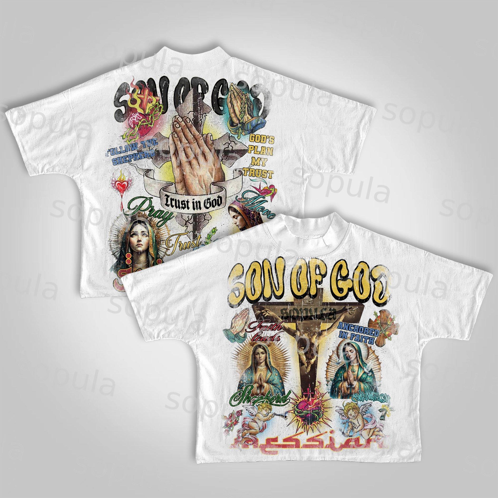 Sopula Son Of God Vintage Collage Graphics Cropped T-Shirts Product Image