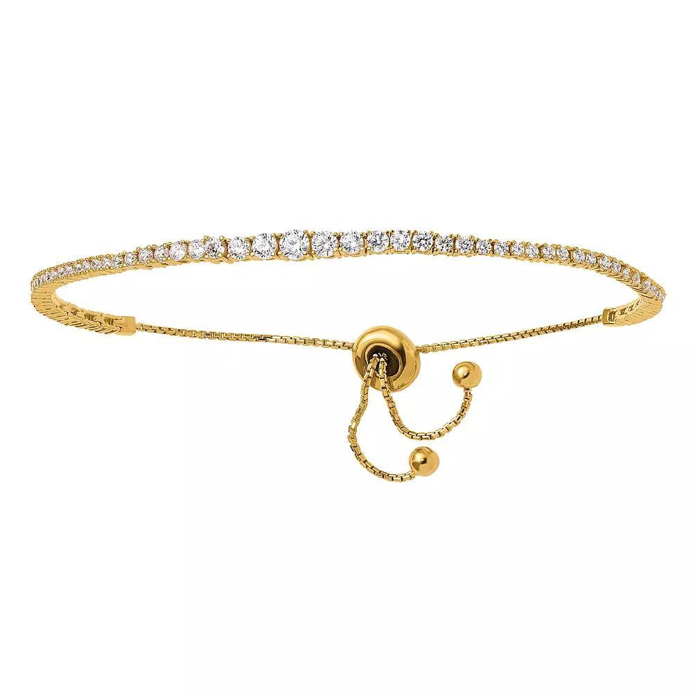 Sterling Shimmer Gold Tone Cubic Zirconia Adjustable Bracelet, Women's Product Image
