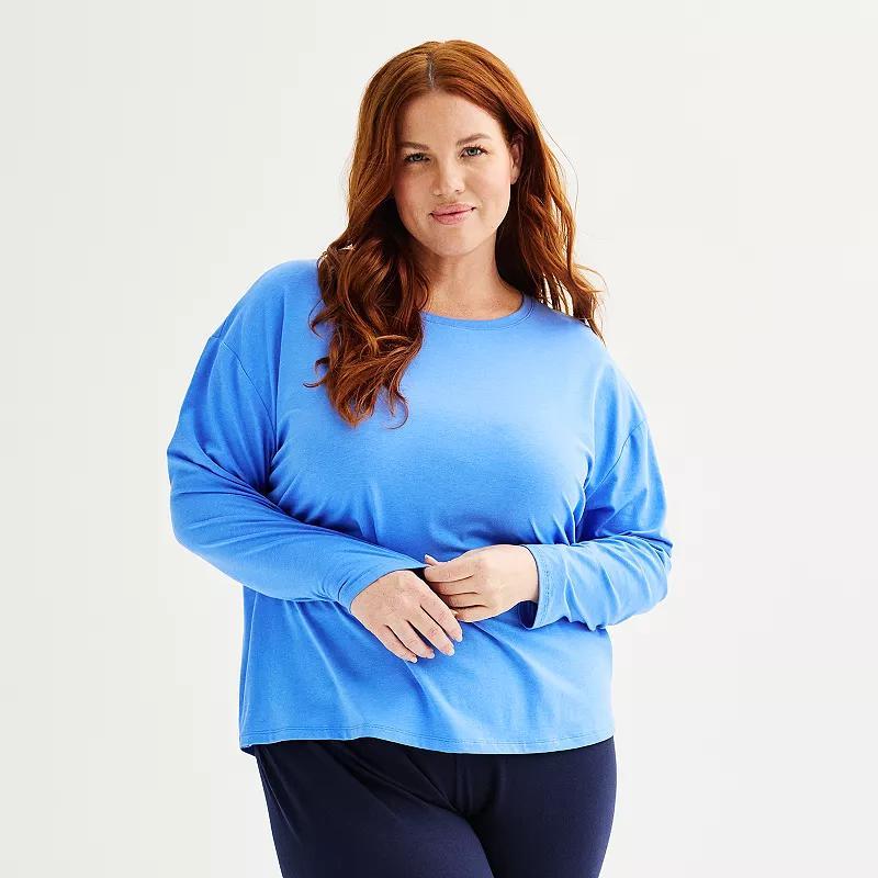 Plus Size Sonoma Goods For Life® Long Sleeve Sleep Top, Women's, Size: 3XL, Mineral Black Product Image