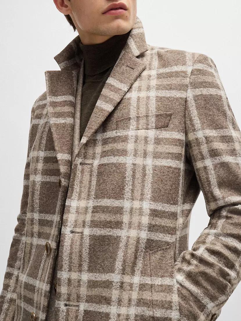 Slim-Fit Coat with All-Over Check Product Image