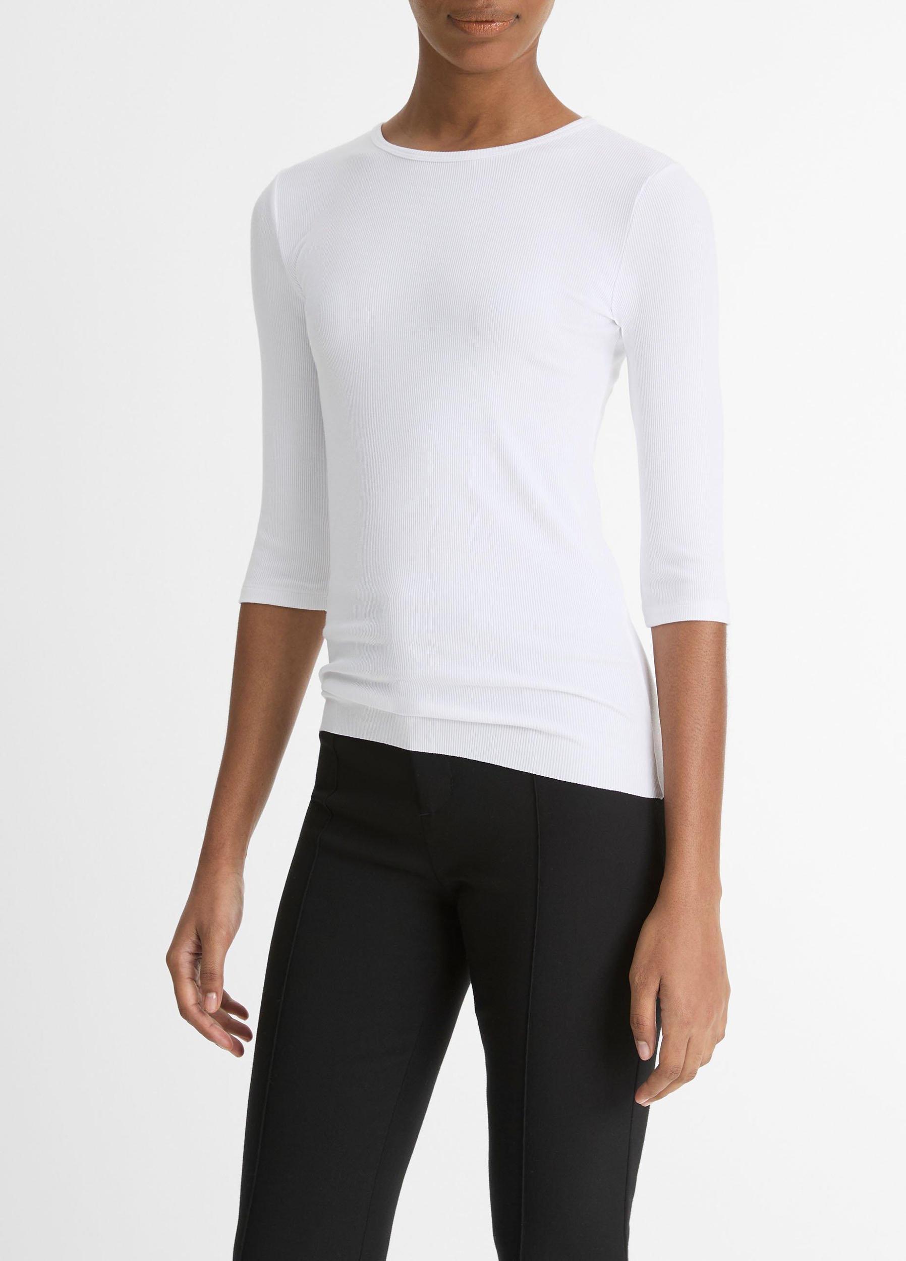 Elbow-Sleeve Crew Neck T-Shirt Product Image