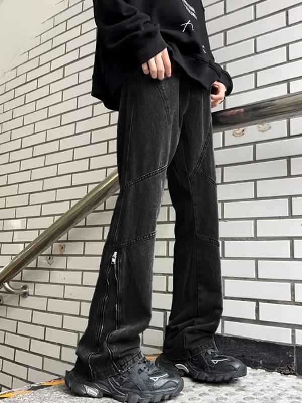 Men's Street Wash Zip Up Straight Leg Jeans Product Image