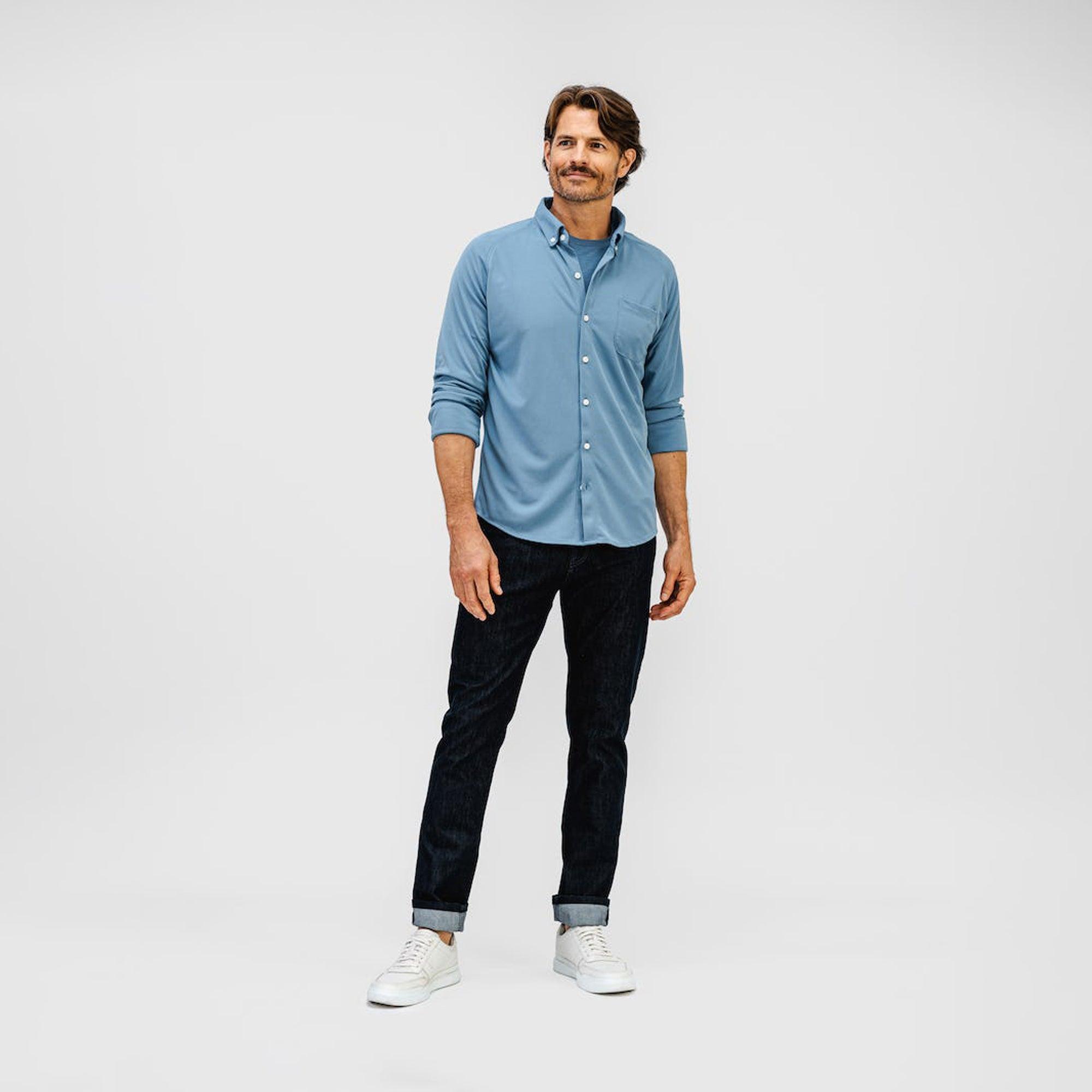 Men's Apollo Raglan Sport Shirt - Atlantic Blue Oxford Male Product Image