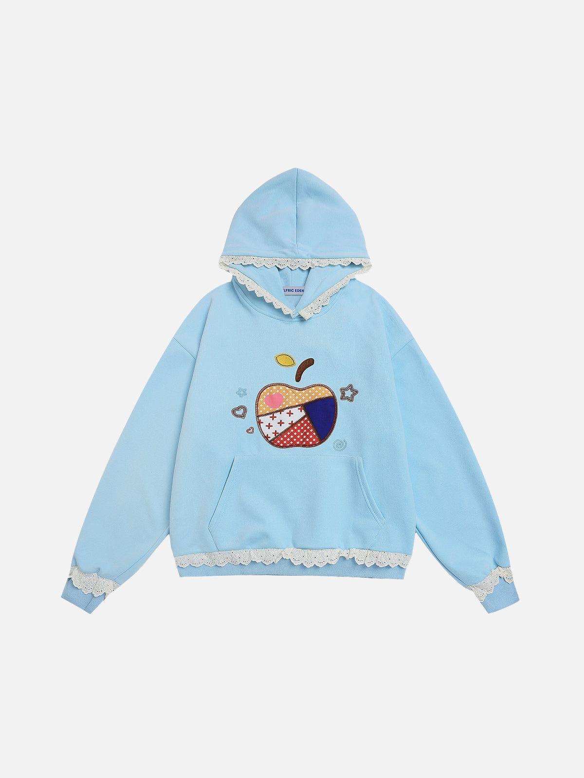 Aelfric Eden Applique Apple Lace Pullover Hoodie Female Product Image