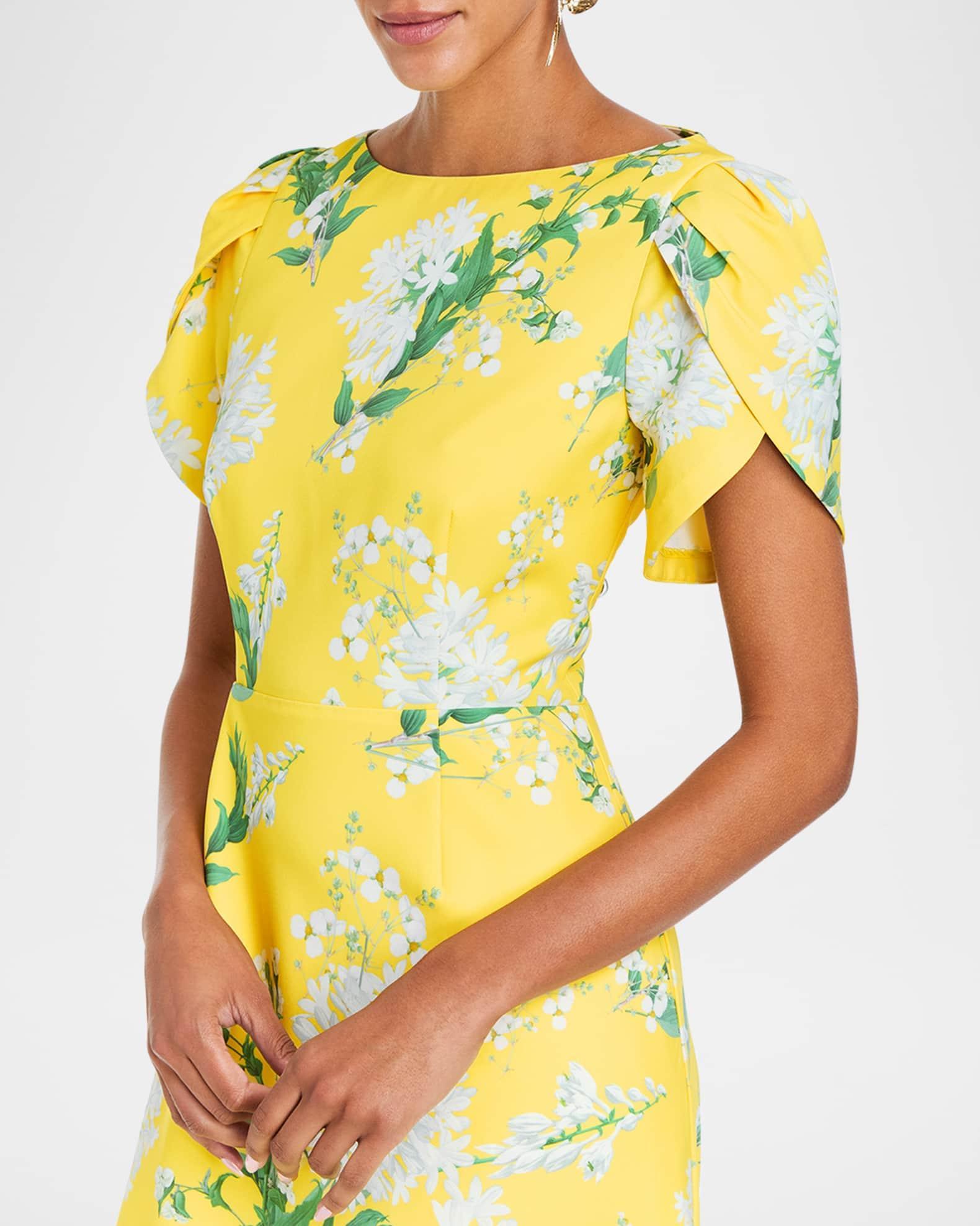 Katherine Pleated Cutout Floral-Print Gown Product Image