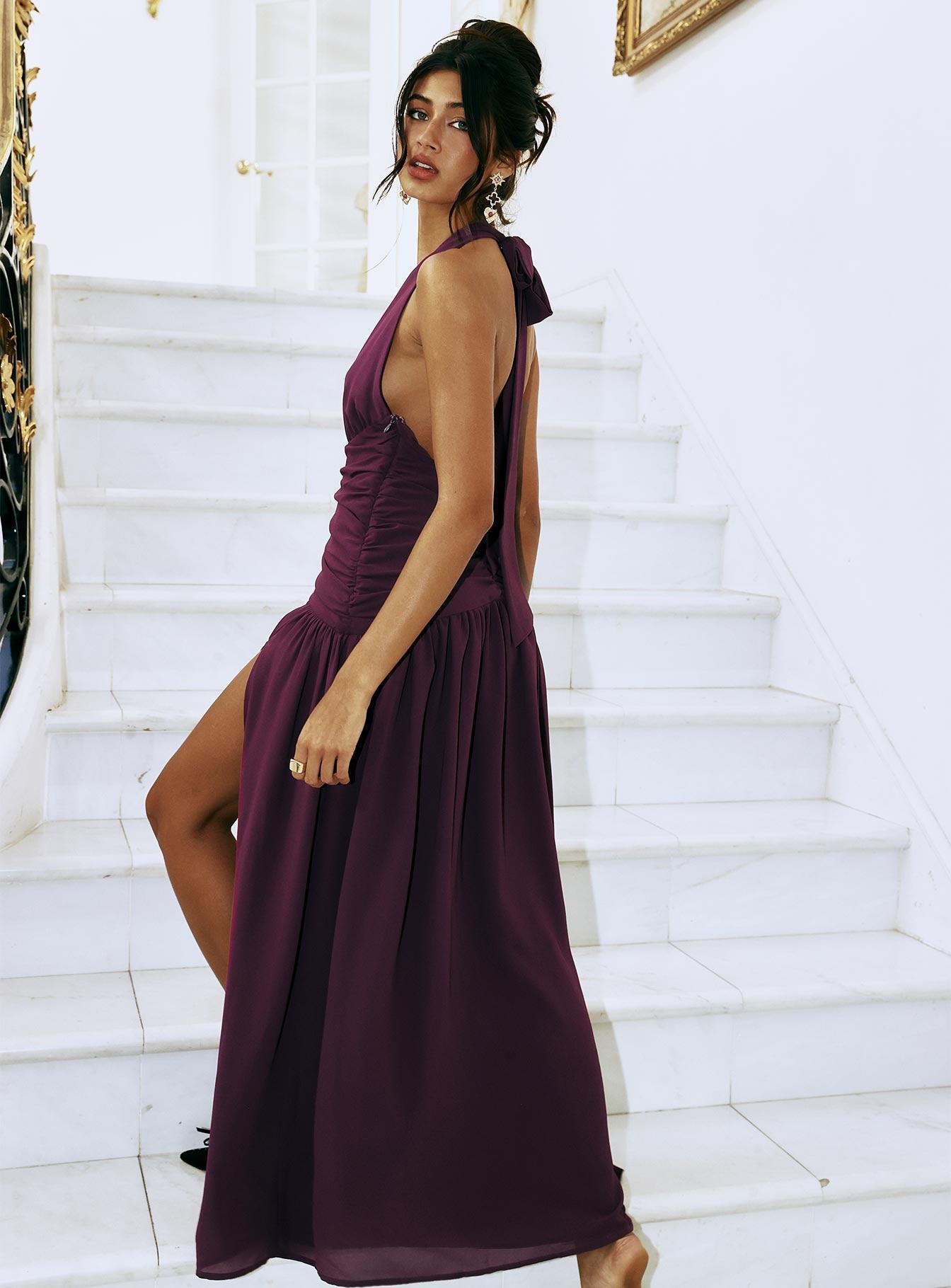 Paolio Halter Maxi Dress Plum Product Image