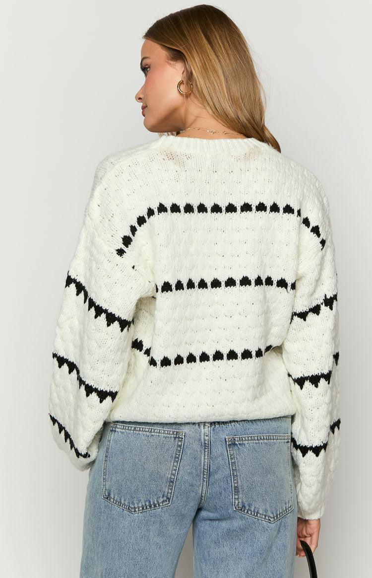 Holly White Heart Stripe Sweater Product Image