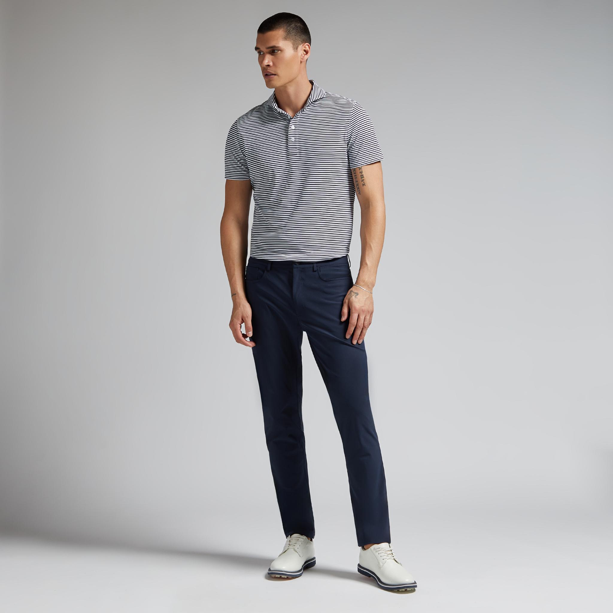 FEEDER STRIPE TECH PIQUÉ MODERN SPREAD COLLAR POLO Product Image