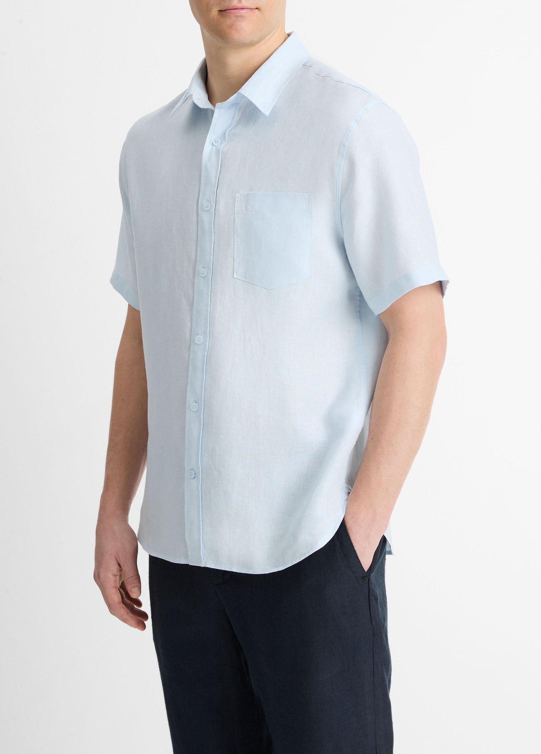 Mens Linen Short-Sleeve Shirt, Pumice Rock, Size XS Vince Product Image