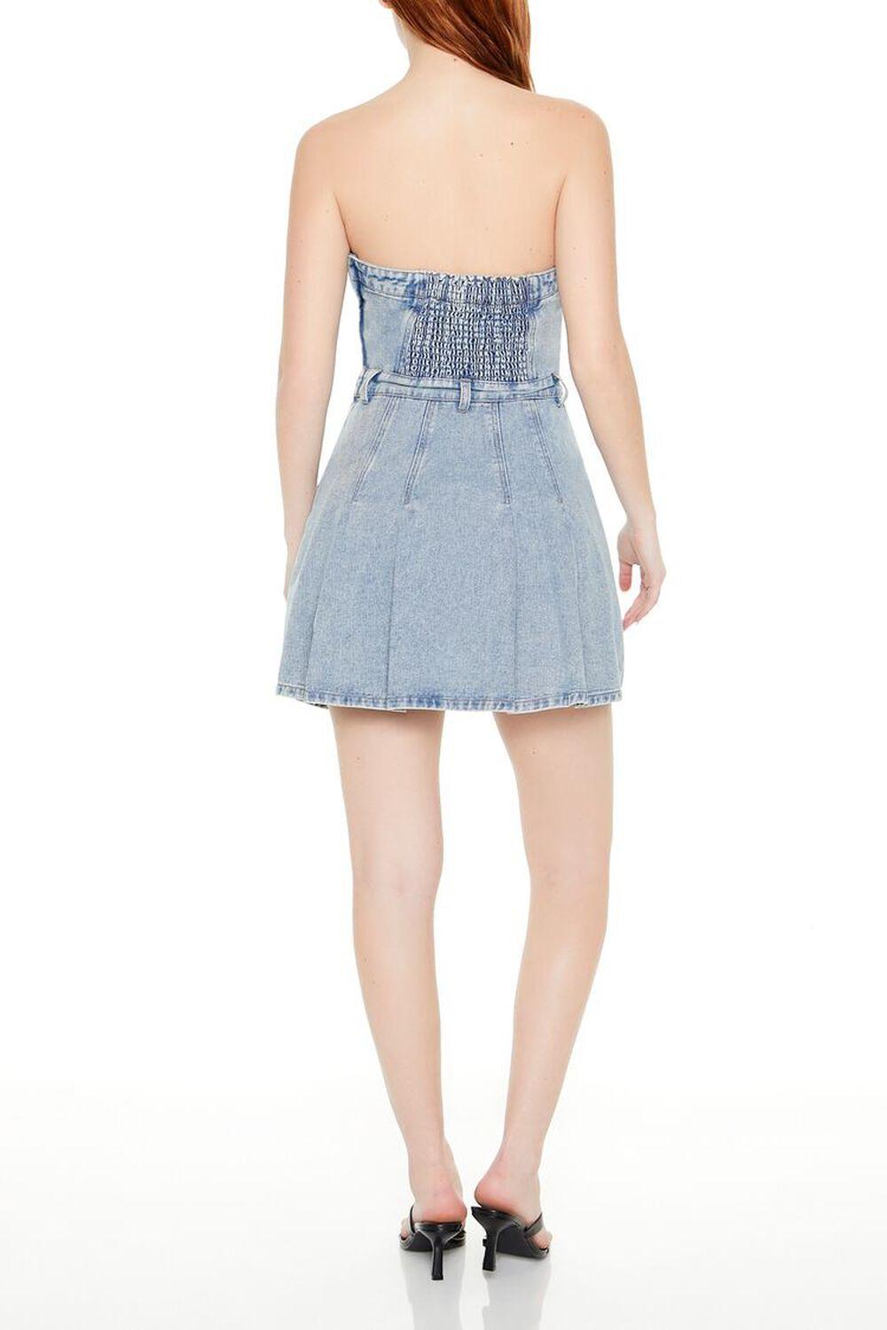 Strapless Pleated Denim Mini Dress | Forever 21 Product Image