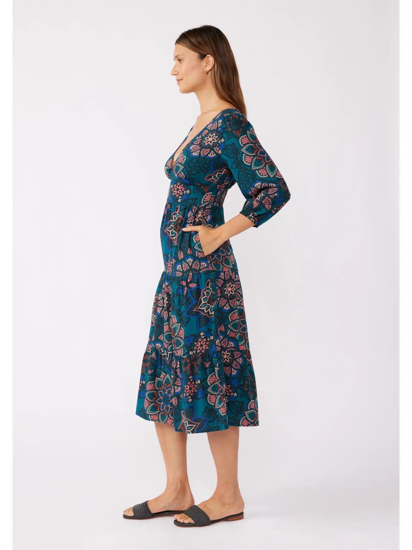 Puff Sleeve Tierred Midi Dress Product Image