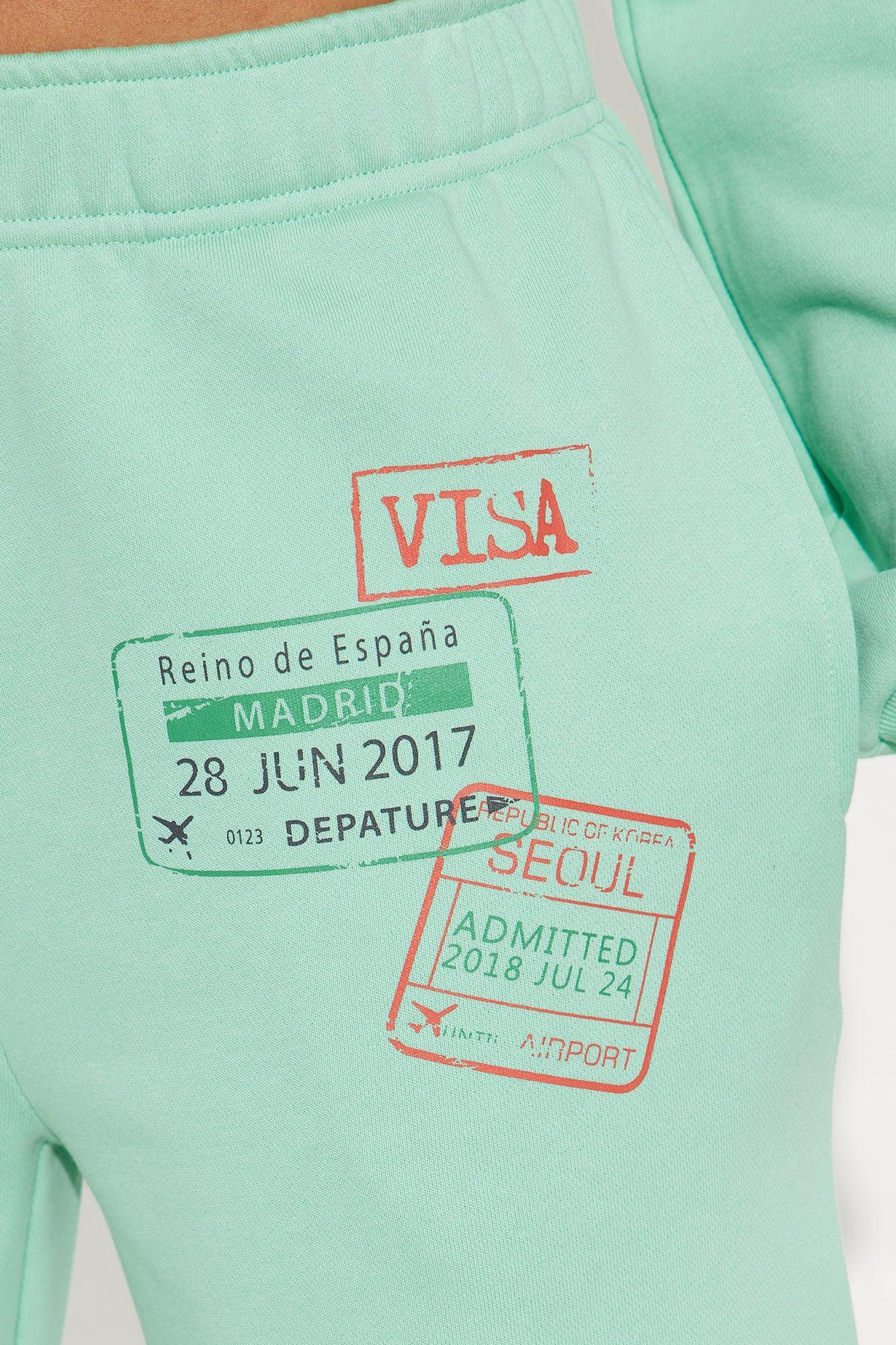 Airport Fit French Terry Pant Set - Mint Product Image