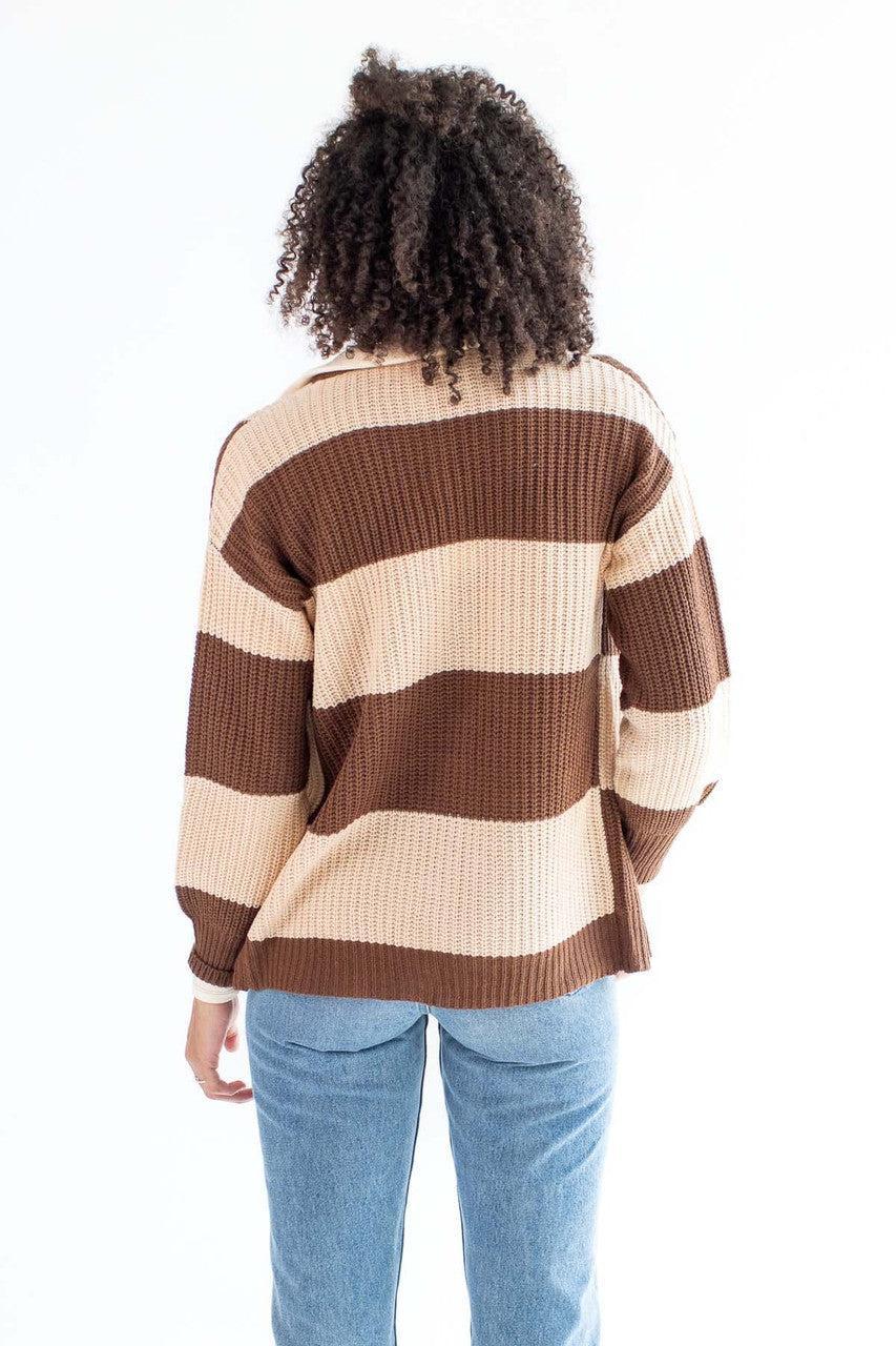 Brown and Beige Check Cardigan Product Image
