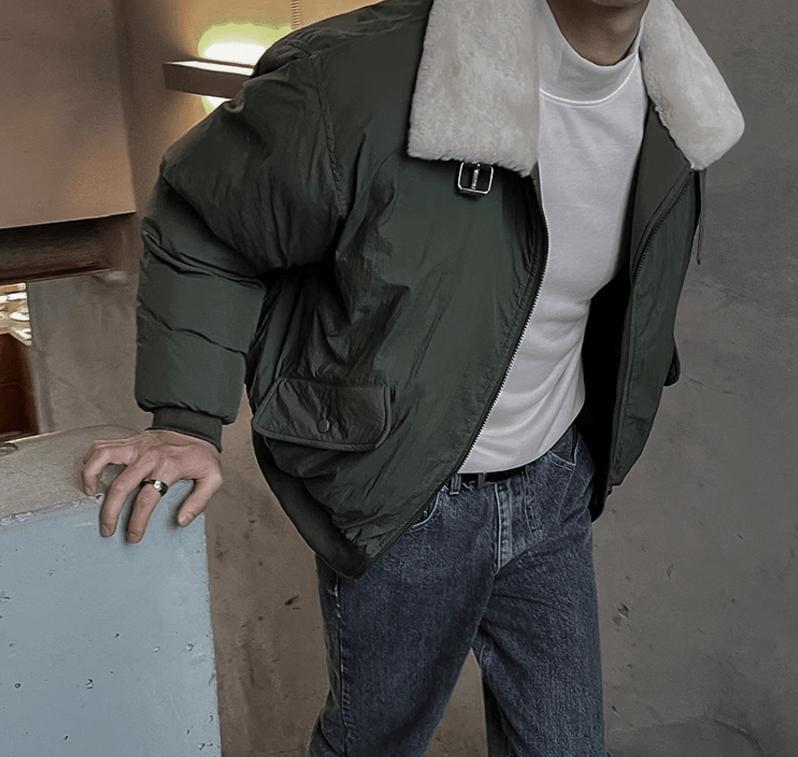RT No. 12029 GREEN FLEECE COLLAR ZIP-UP JK Product Image