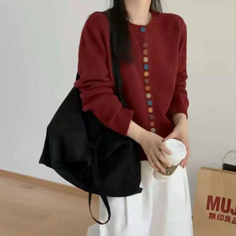 Crew Neck Plain Cardigan Product Image