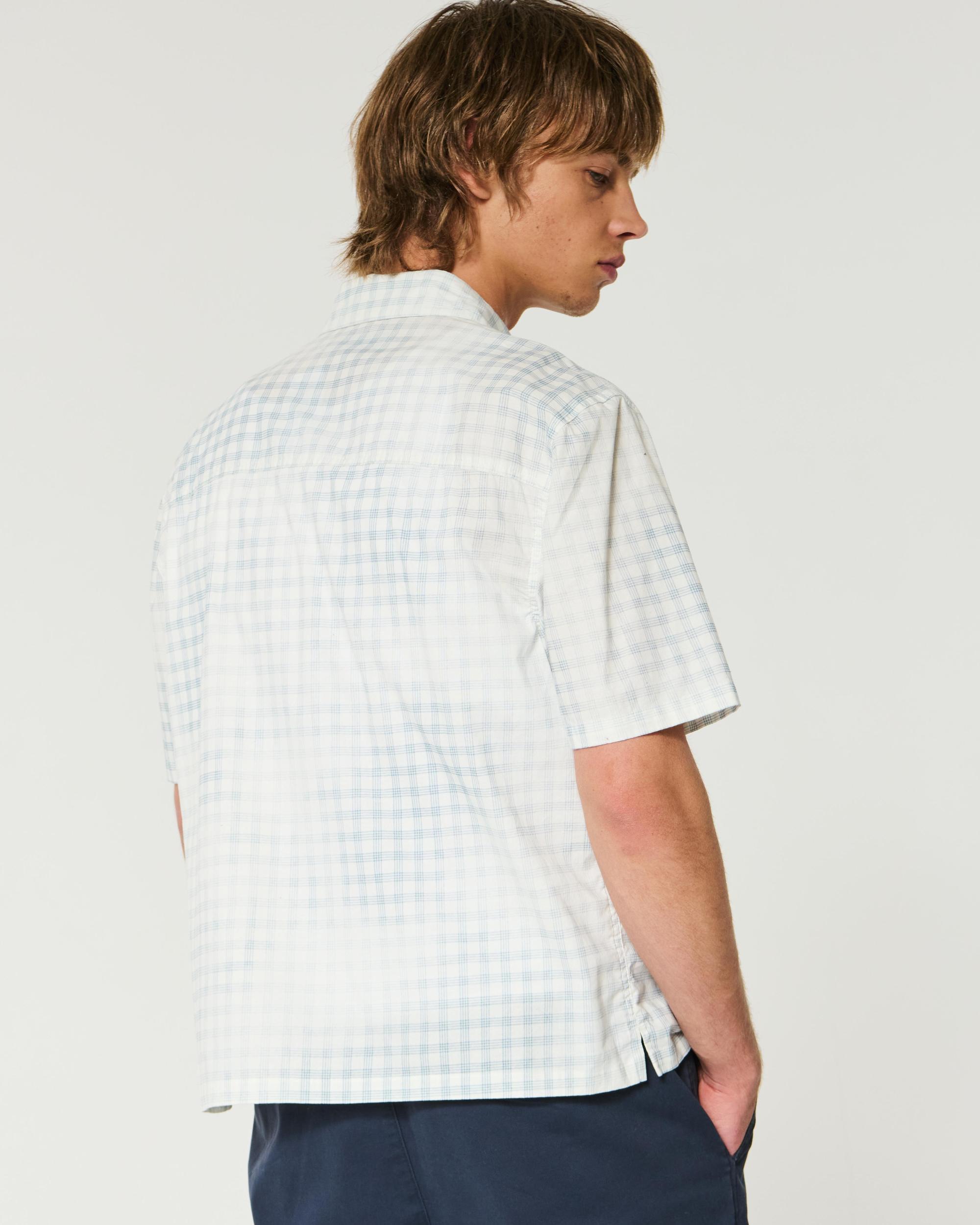 Boxy Short-Sleeve Leopard Print Poplin Shirt Product Image