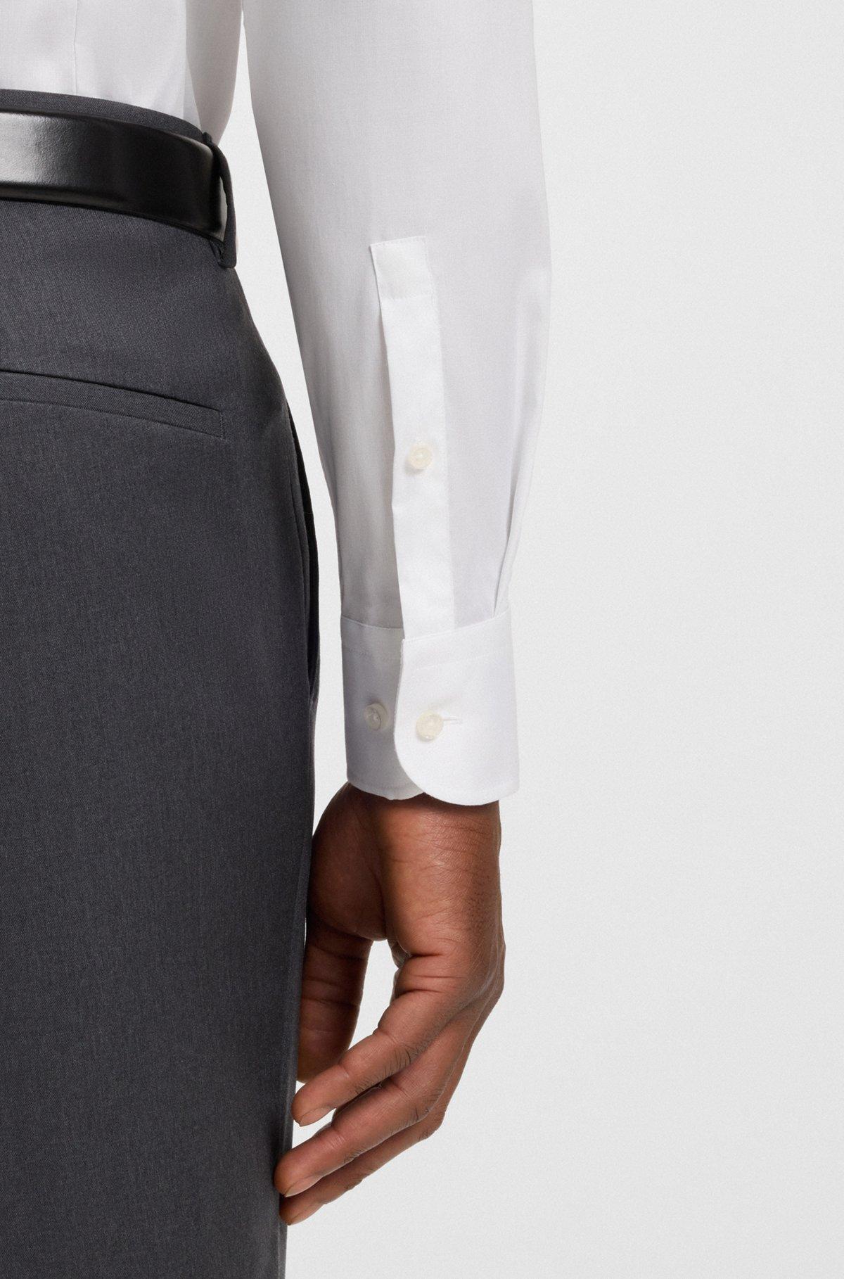 BOSS - Slim-fit shirt in easy-iron cotton poplin - White Product Image