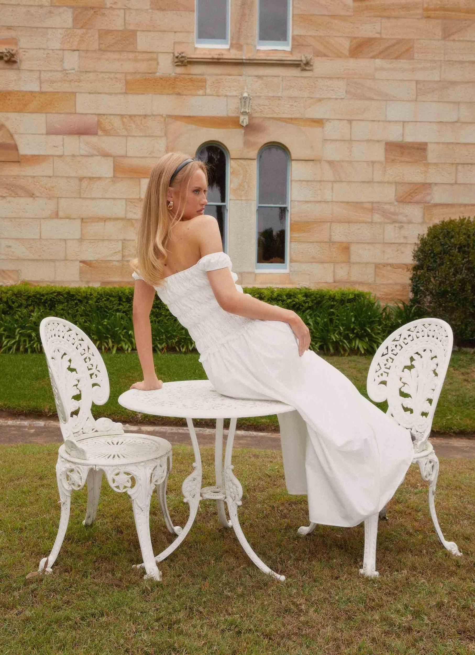 Countryside Off Shoulder Maxi Dress - Ivory Product Image